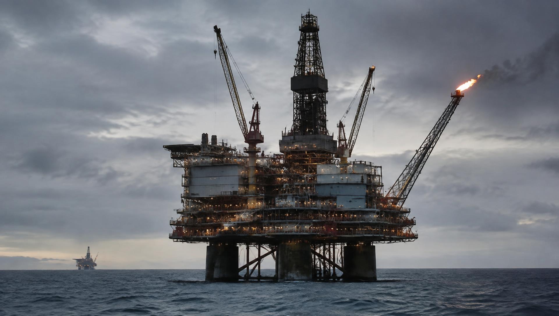 Offshore oil rig at sea